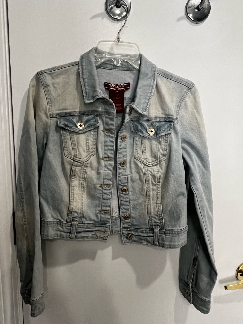Light Wash Cropped Women’s Denim Jacket - Size S - Perfect for Teens!